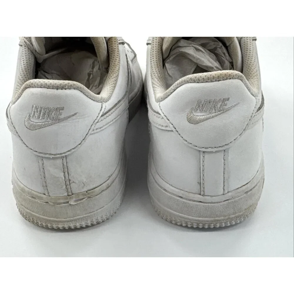 Nike Air Force 1 Shoes Youth Boys 3 Y White Leather Athletic Sneakers School Gym